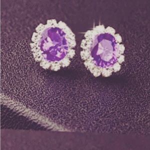 ✨BRAND NEW✨Gorgeous 😍 Purple Crystal & Rhinestone Fashion Classy Stud Earrings.